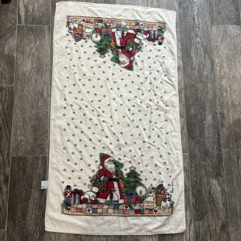 Vintage Cannon 100% Cotton Merry Christmas Santa Bath Towel 40